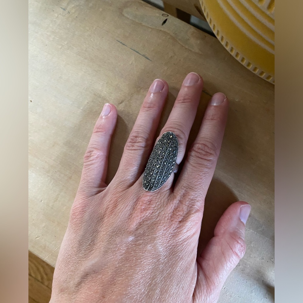 Statement Diamond Silver Ring - image 2